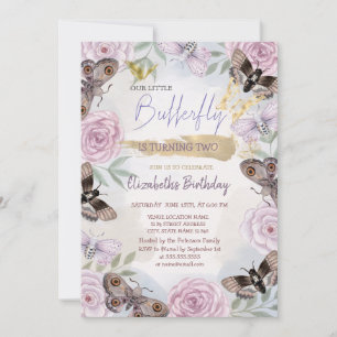 Colorful  Butterflies Flowers Birthday   Invitation