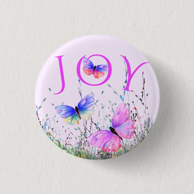 Colorful Butterflies Flying Button Spring Joy (Front)