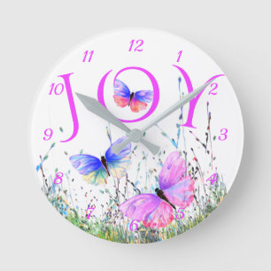 Colorful Butterflies Flying in Nature - Joy Clock