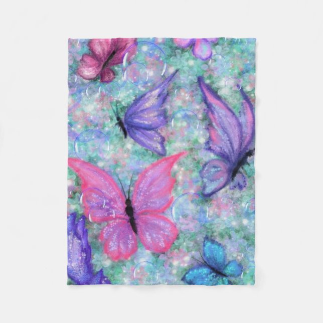 Colorful Butterflies Flying - Joy Fleece Blanket (Front)