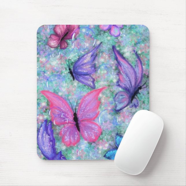 Colorful Butterflies Flying - Joy Mouse Mat (With Mouse)