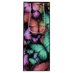 Colorful Butterflies Print Wine Gift Bag