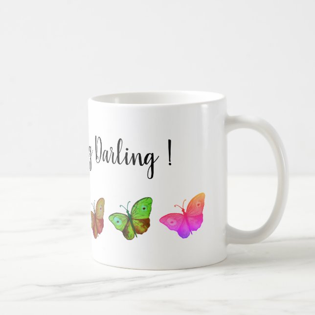 Colorful butterflies Text  Mug (Right)