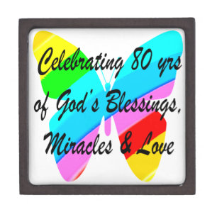 COLORFUL BUTTERFLY 80TH BIRTHDAY JEWELLERY BOX