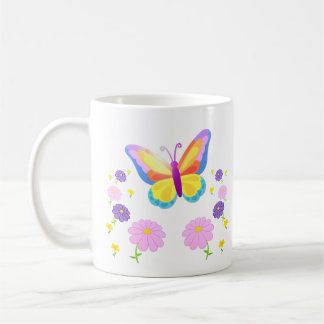 Colorful Butterfly and Flowers Mug