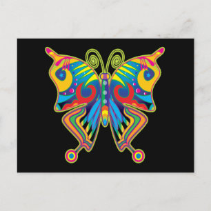 COLORFUL BUTTERFLY ART POSTCARD