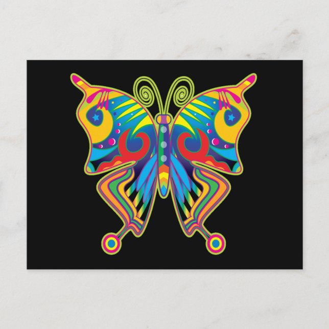 COLORFUL BUTTERFLY ART POSTCARD (Front)