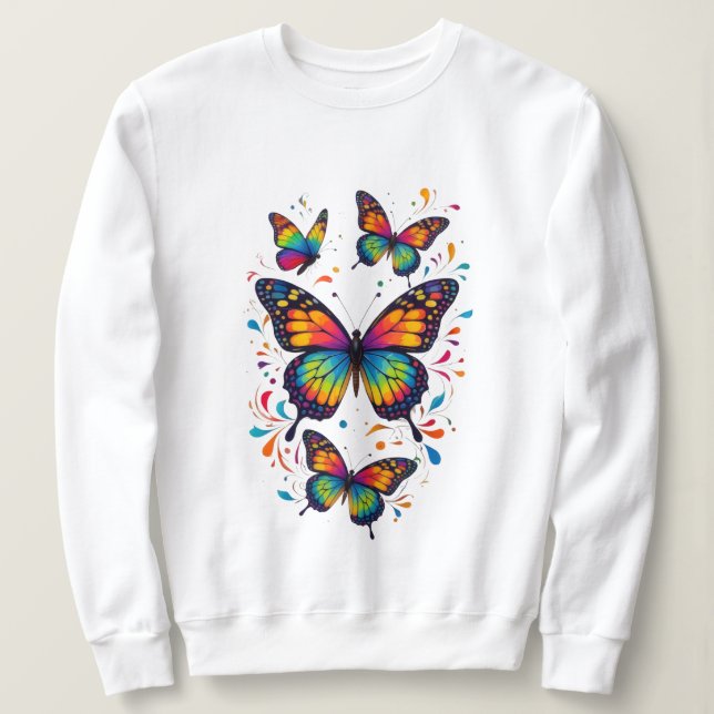 Colorful Butterfly Art Sweatshirt (Design Front)