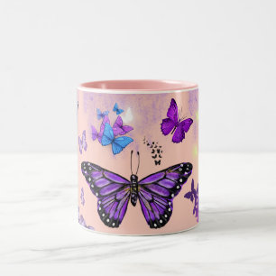 Colorful Butterfly Art with Vibrant Wing nature Two-Tone Coffee Mug