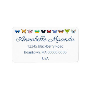 Colorful Butterfly Assortment Personalize Label