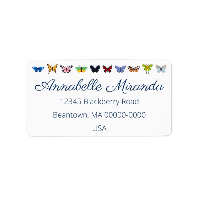 Colorful Butterfly Assortment Personalize Label (Front)
