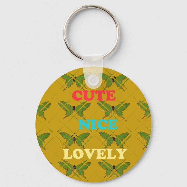 Colorful Butterfly Décor: Cute, Nice, and Lovely. Key Ring (Front)