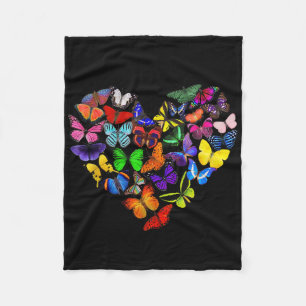 Colorful Butterfly Heart Butterflies Love Valentin Fleece Blanket