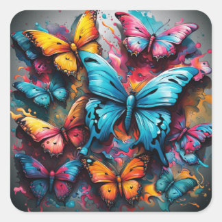 Colorful Butterfly  Square Sticker