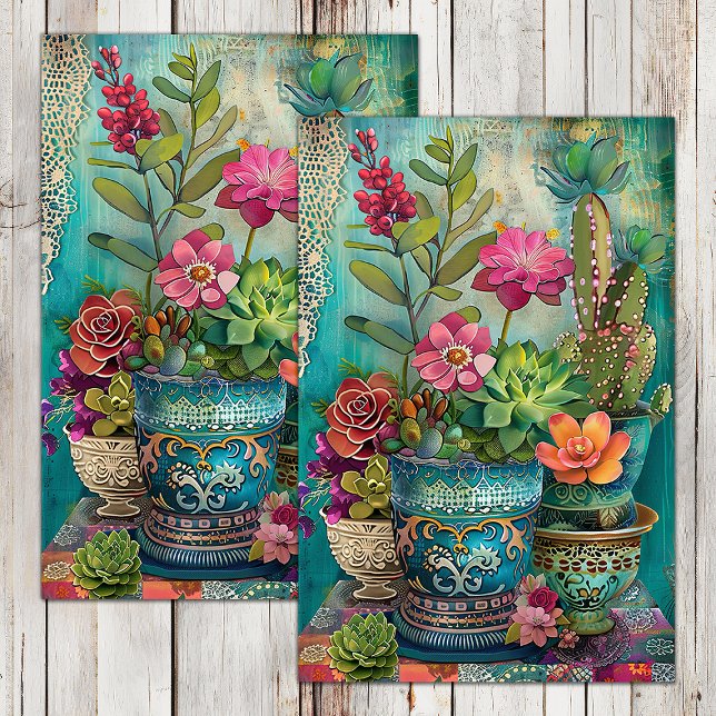 COLORFUL CACTUS AND SUCCULENTS DECOUPAGE TISSUE PAPER (COLORFUL CACTUS AND SUCCULENTS DECOUPAGE TISSUE PAPER)