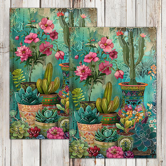 COLORFUL CACTUS AND SUCCULENTS DECOUPAGE TISSUE PAPER