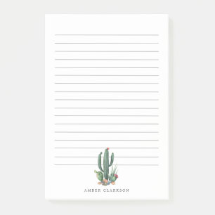 Colorful Cactus Bloom   Lined Post-it Notes