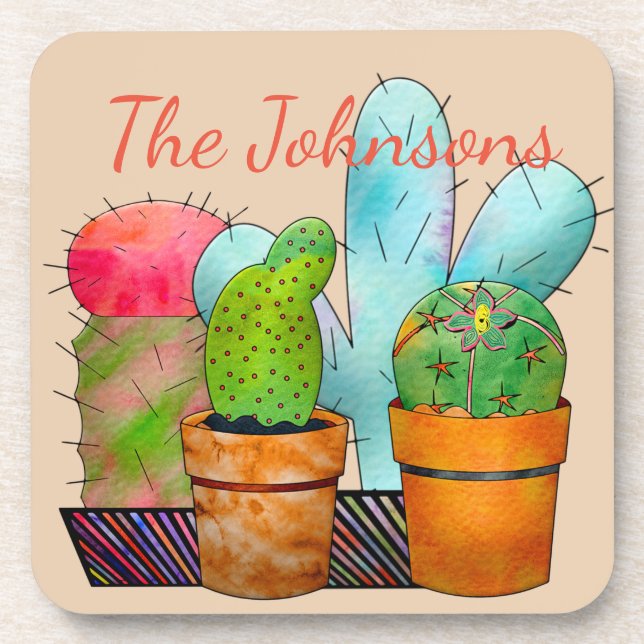 Colorful Cactus Garden Coaster (Front)