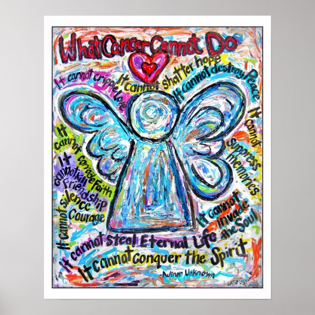 Colorful Cancer Angel Art Poster Print -White Edge (Front)