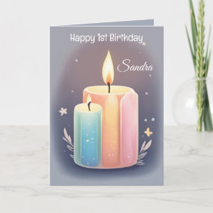 Colorful Candles Lettered Happy Birthday Card