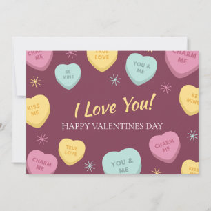 Colorful Candy Happy Valentines Day Holiday Card