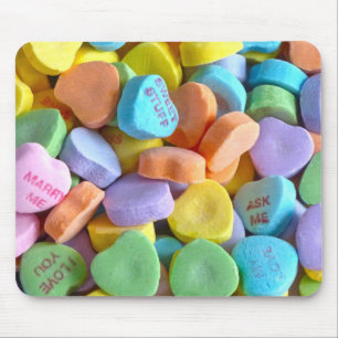 Colorful Candy Hearts Mouse Mat