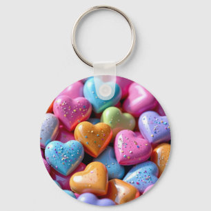 Colorful Candy Love Hearts Key Ring
