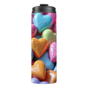 Colorful Candy Love Hearts Thermal Tumbler