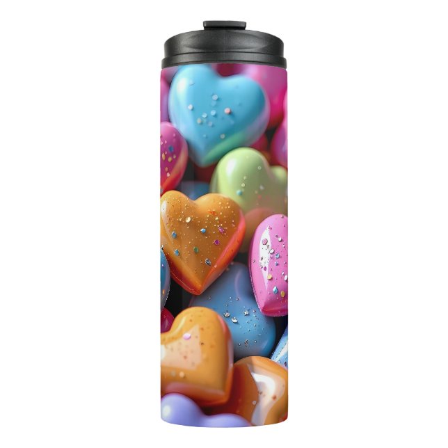 Colorful Candy Love Hearts Thermal Tumbler (Front)