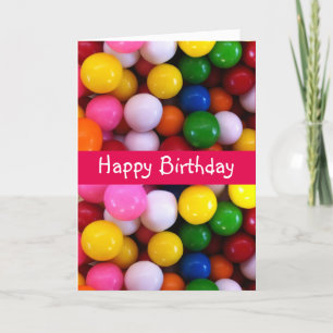 Colorful candy rainbow Gum Balls birthday Card