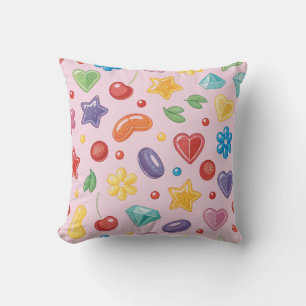 “Colorful Candy Star Throw Pillow