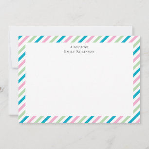 Colorful Candy Stripe Personalized Thank You Card