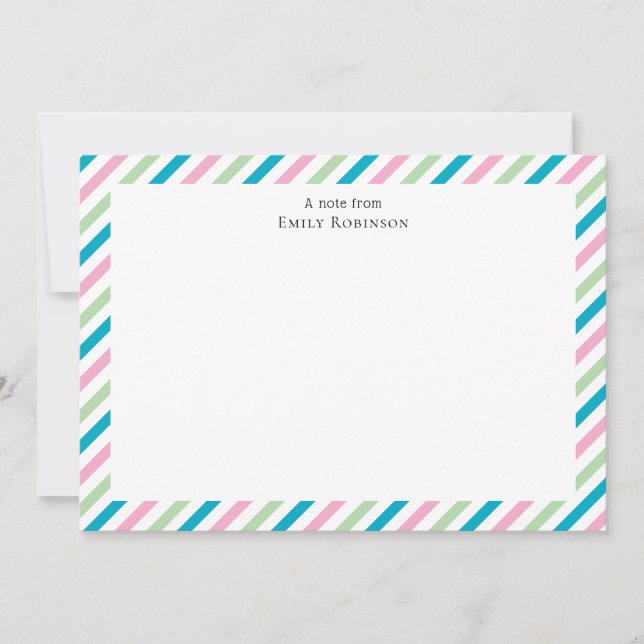 Colorful Candy Stripe Personalized Thank You Card (Front)