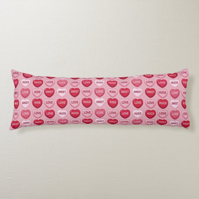 colorful candy Valentine's day heart pattern Body Cushion (Front)