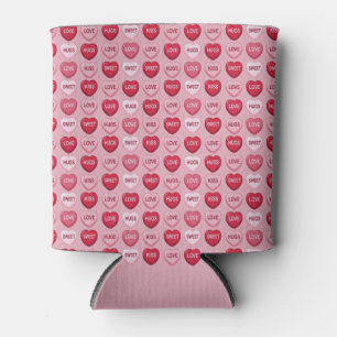 colorful candy Valentine's day heart pattern Can Cooler