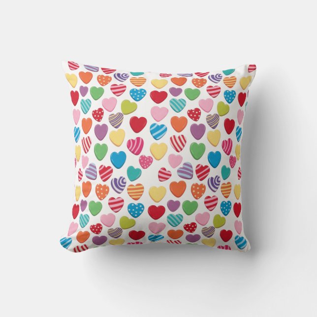 colorful candy Valentine's day heart pattern  Cushion (Front)