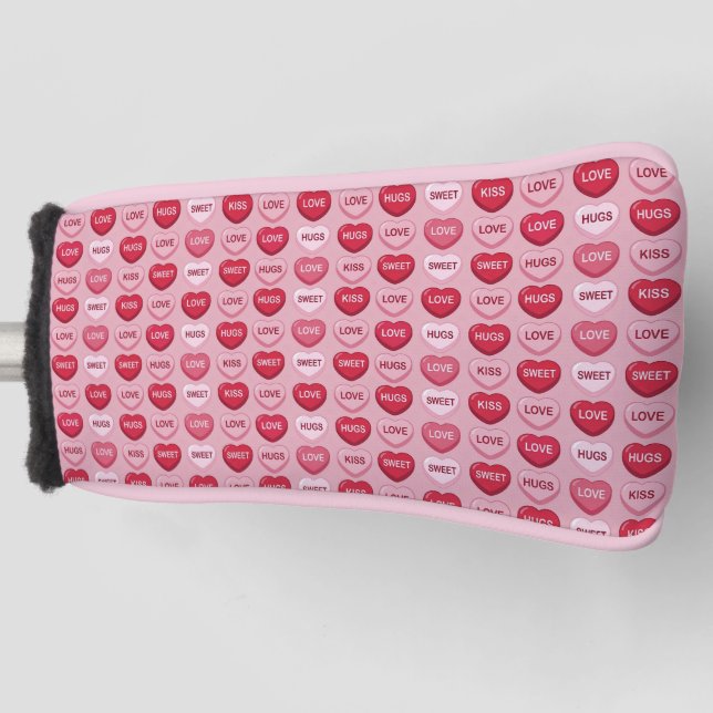 colorful candy Valentine's day heart pattern Golf Head Cover (Front)