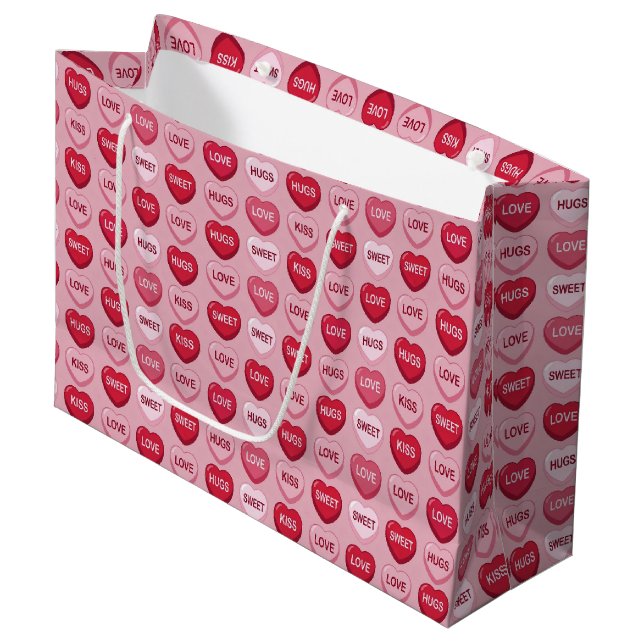 colorful candy Valentine's day heart pattern Large Gift Bag (Front Angled)