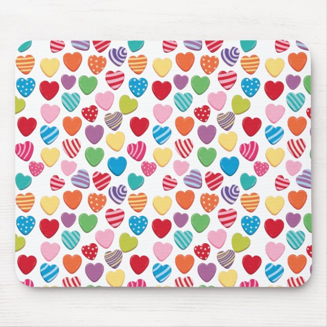 colorful candy Valentine's day heart pattern  Mouse Mat (Front)