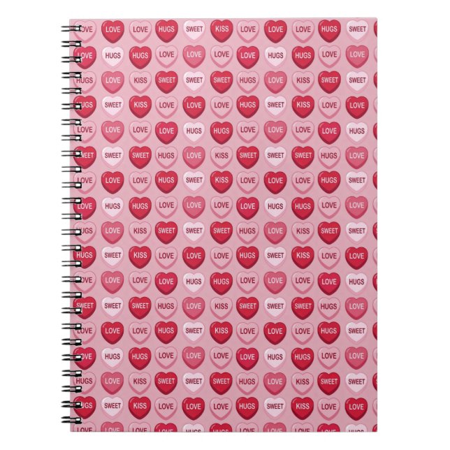 colorful candy Valentine's day heart pattern Notebook (Front)