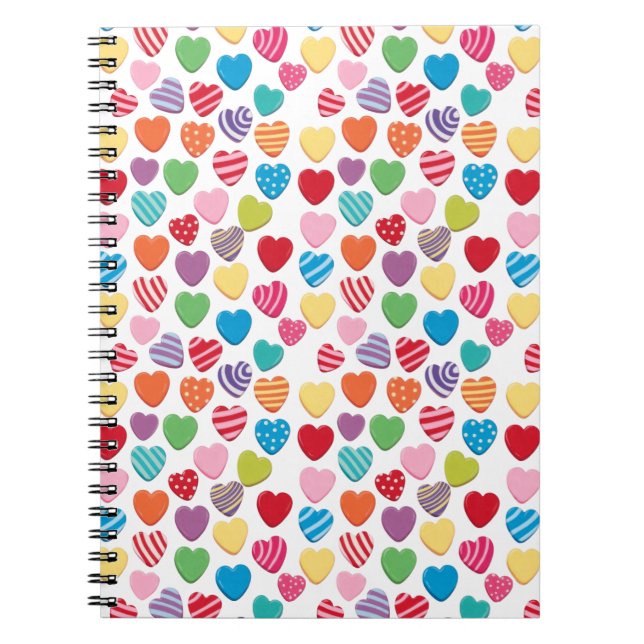 colorful candy Valentine's day heart pattern  Notebook (Front)