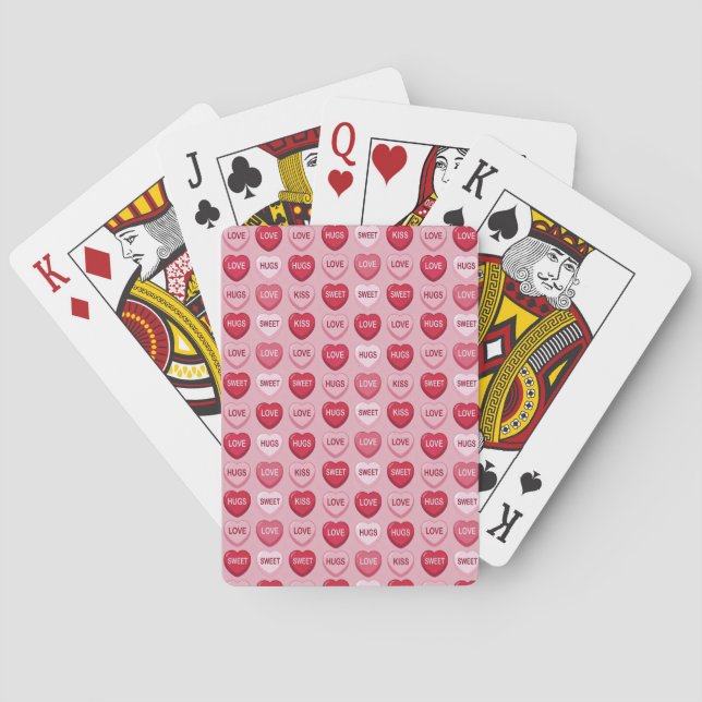 colorful candy Valentine's day heart pattern Playing Cards (Back)