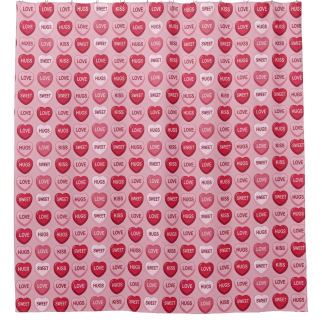 colorful candy Valentine's day heart pattern Shower Curtain (Front)