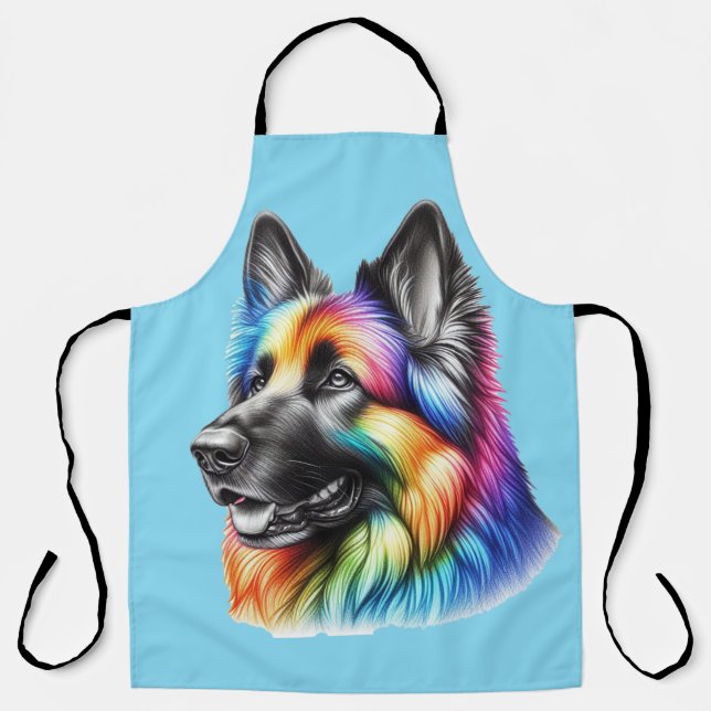 Colorful Canine Chef Artistic Rainbow Dog  Apron (Front)