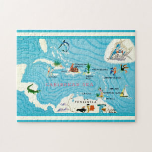 Colorful Caribbean Map Jigsaw Puzzle