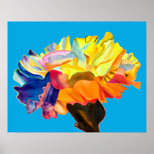 Colorful carnation watercolor flower poster