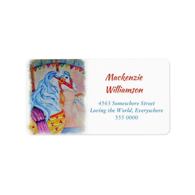 COLORFUL CAROUSEL HORSE ADDRESS LABEL (Front)