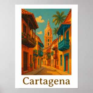 Colorful Cartagena Colombia Caribbean Charm Poster