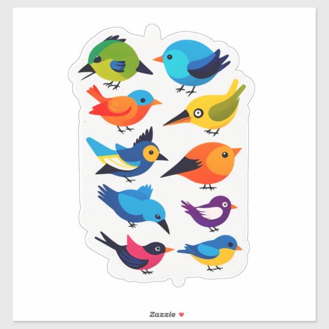 Colorful Cartoon Bird Sticker Set (Sheet)