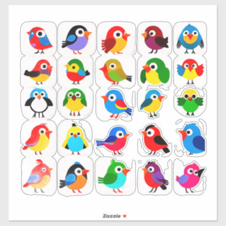 Colorful Cartoon Bird Sticker Set
